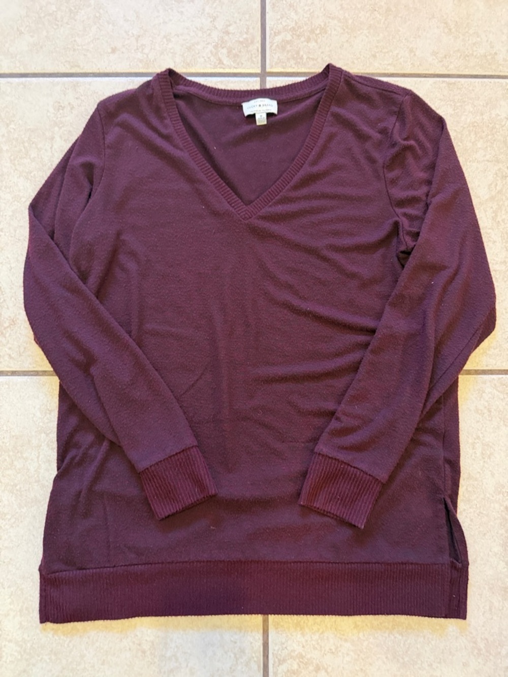 Lucky Brand V-Neck Sweater in Plum